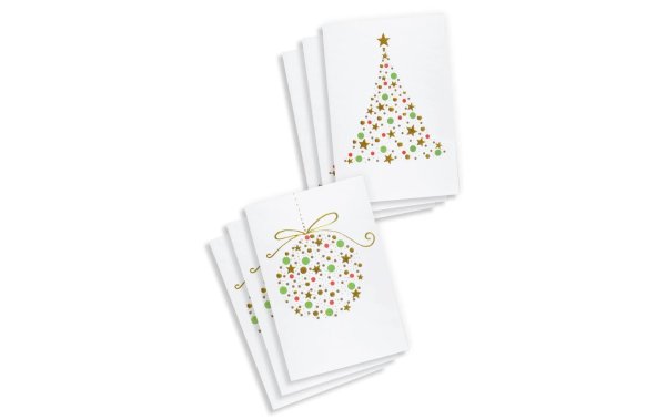 ABC Weihnachtskarte Tannenbaum und Kugel 11.7 x 17.3 cm, 6 Stück
