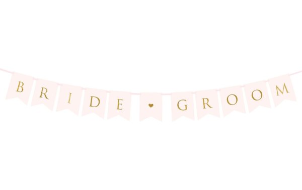 Partydeco Girlande Bride Groom 1.55 m, Gold/Hellrosa