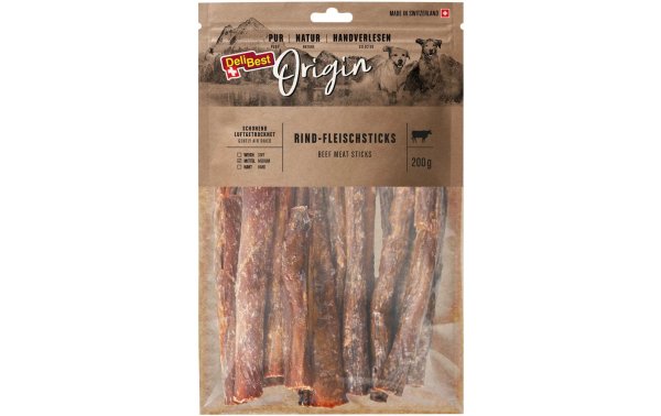 DeliBest Kausnack Origin Rind-Fleischsticks 200 g, Schweizer Fleisch