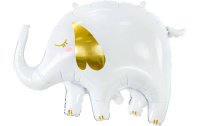Partydeco Folienballon Elephant Gold/Weiss