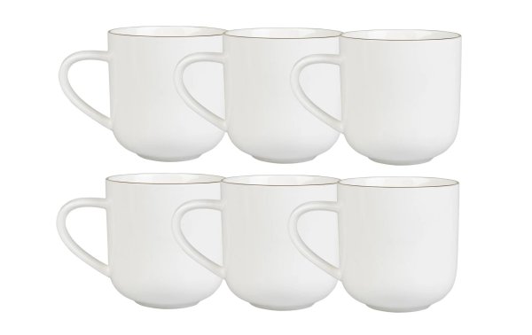 FURBER Tasse 400 ml, 6 Stück, Weiss/Gold