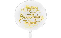 Partydeco Folienballon Happy Birthday Gold/Weiss