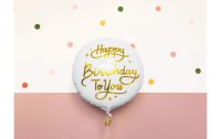 Partydeco Folienballon Happy Birthday Gold/Weiss