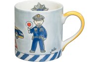 Mila Kaffeetasse Police 280 ml, 6 Stück, Blau/Hellblau