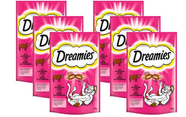 Dreamies Katzen-Snack mit Rind, 6 x 60g