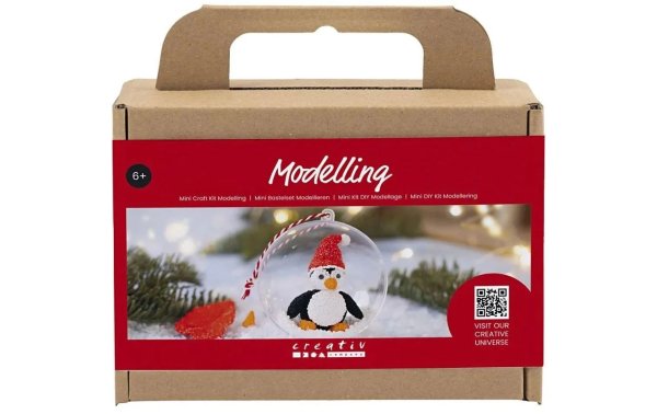 Creativ Company Bastelset Modellieren Weihnachtskugeln, Pinguin