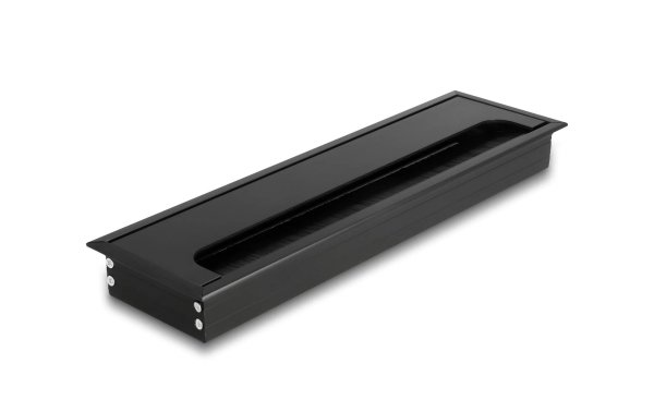 Delock Einbaurahmen für Tisch mit Bürste 280x80x28mm, Schwarz