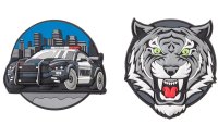 Schneiders Badges Police Car + Tiger, 2 Stück