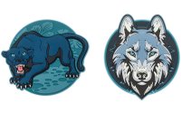 Schneiders Badges Panther + Wolf, 2 Stück
