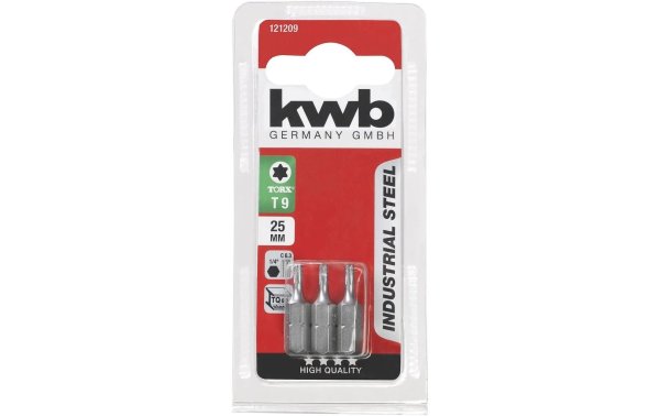 kwb Bit-Set Industrial Steel Bits 1/4" Torx T9 3-Stück