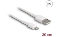 Delock USB-Ladekabel USB A - Lightning 0.3 m, Weiss