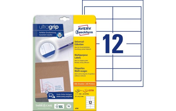 Avery Zweckform Universal-Etiketten 4781 97 x 42.3 mm, 25 Blatt