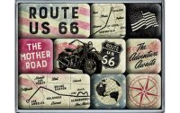 Nostalgic Art Magnet-Set Route 66 9 Stück, Mehrfarbig