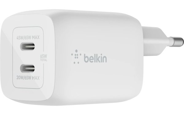Belkin USB-Wandladegerät Dual USB-C GaN PD 65W
