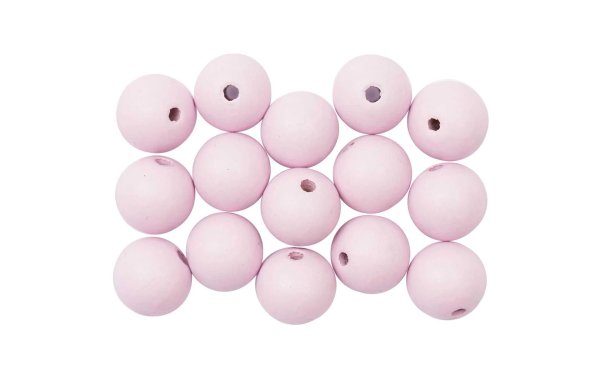 Rico Design Holzperlen Gebohrt 12 mm Rosa, 15 Stück