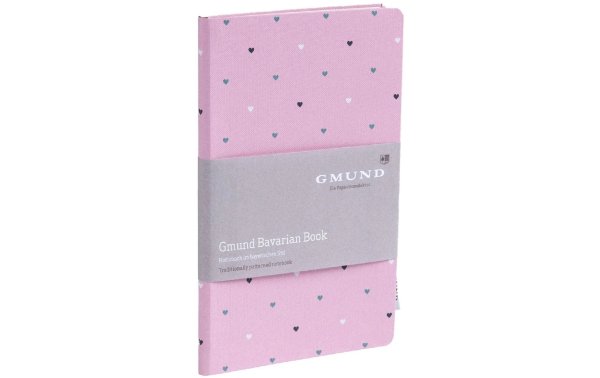 Gmund Notizbuch Bavarian Herzen 13.5 x 20.3 cm, Dot, Rosa