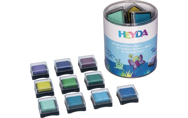 Heyda Stempelkissen Set Aqua Mehrfarbig, 10 Stück