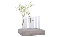 Esschert Design Vase mit 6 Glasröhrchen 11.9 cm Grau/Transparent