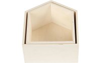 Creativ Company Holzartikel Kiste, Hausform, 2 Stück