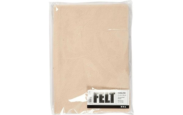 Creativ Company Bastelfilz 1.5 - 2 mm, A4, 10 Blatt, Hellbeige