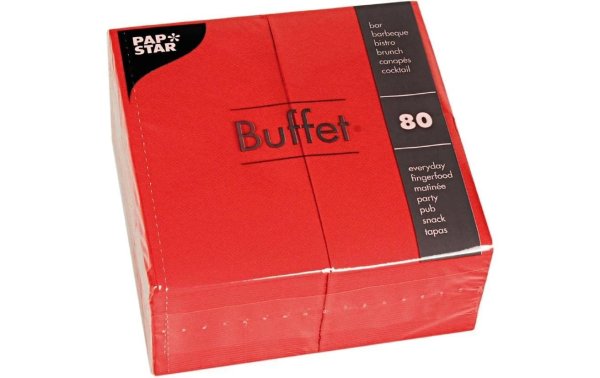Papstar Papierservietten Buffet 33 cm x 33 cm, 80 Stück, Rot