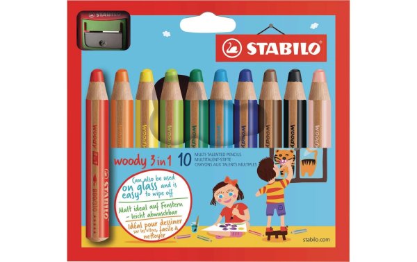 STABILO Farbstifte Woody 3in1 10 Stück, ink. Spitzer