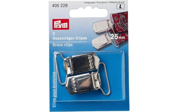 Prym Clips für Hosenträger 25 mm, Silber