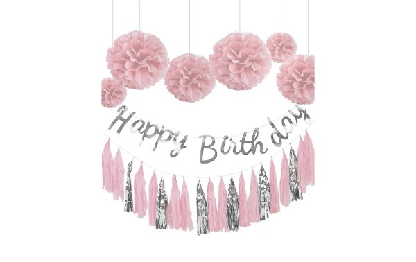 I AM CREATIVE Girlande Birthday Rosa/Silber