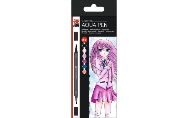 Marabu Filzstift Aqua Pen Graphix Ka Ke Manga, 6 Stück