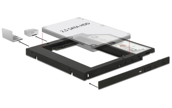 Delock DVD-Schacht Adapter für 2.5"-HDD/SSD