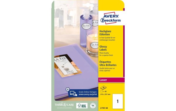 Avery Zweckform Fotoetiketten L7767-40 210 x 297 mm