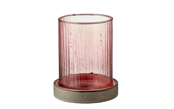Bitz Windlicht Hurricane 17 cm, Glas, Pink