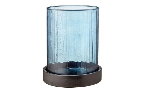 Bitz Windlicht Hurricane 24 cm, Glas, Dunkelblau