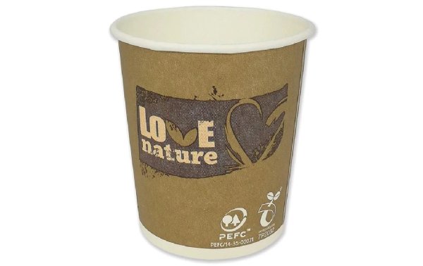 Haushaltsware Einweg-Kaffeebecher Love Nature 100 ml, 80 Stück, Braun