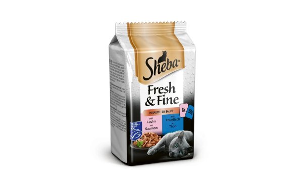 Sheba Nassfutter Fresh & Fine in Sauce Fisch Variation, 6 x 50 g