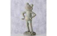 Boltze Dekofigur Frosch Milvin 30 cm, Grau