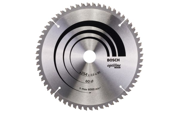 Bosch Professional Kreissägeblatt Optiline Wood, 254 x 30 x 2 mm, Z 60