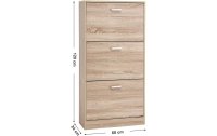 VASAGLE Schuhschrank  mit 3 Klappen 60 x 120 cm, Nature