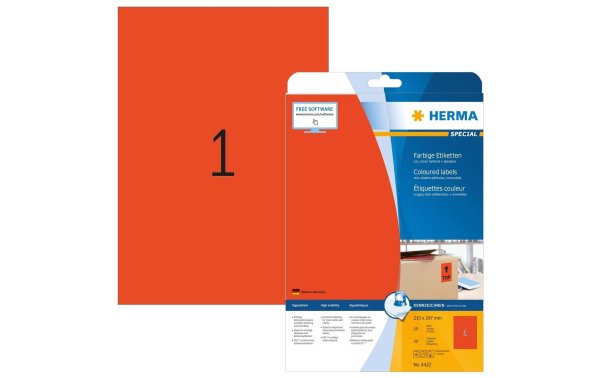 HERMA Universal-Etiketten A4 Ablösbar 210 x 297 mm Rot, 20 Blatt