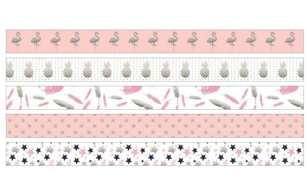 URSUS Washi Tape Tropic Silber/Rosa