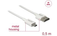 Delock Kabel 4K 60Hz HDMI - Micro-HDMI (HDMI-D), 0.5 m, Weiss