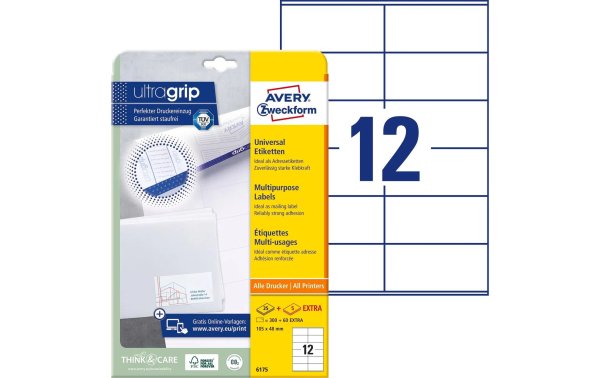 Avery Zweckform Universal-Etiketten 6175 105 x 48 mm, 30 Blatt