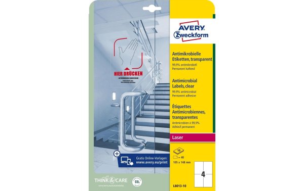 Avery Zweckform Antimikrobielle-Etiketten 105 x 148 mm, 10 Blatt