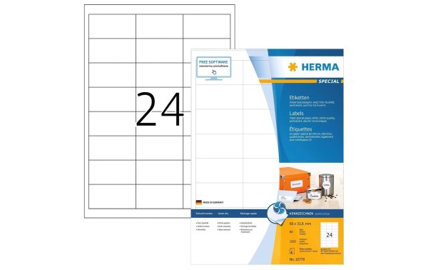 HERMA InkJet-Etiketten 66 x 33.8 mm, 80 Blatt