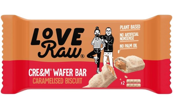 LOVE RAW Schokoladenriegel Caramelised Biscuit Cre&m Wafer Bars 45 g