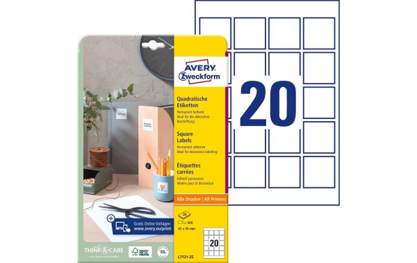 Avery Zweckform QR Code Etiketten 45 x 45 mm, 25 Blatt