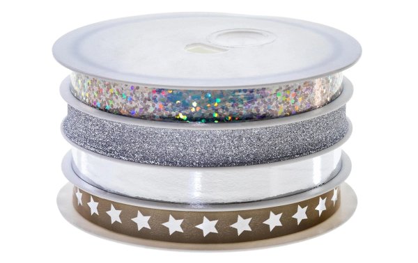 Pattberg Geschenkband Glitter Star 1 cm x 20 m, Silber