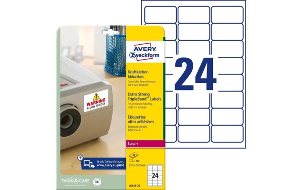 Avery Zweckform Vielzweck-Etiketten 63.5 x 33.9 mm, 20 Blatt