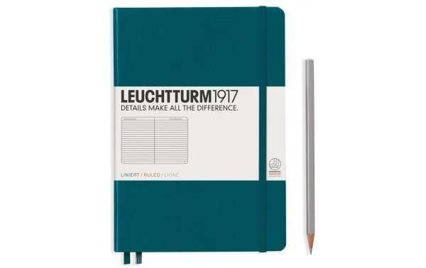 Leuchtturm Notizbuch Medium A5, Liniert,  2-teilig, Pacific Grün