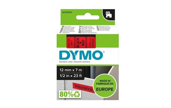 DYMO Beschriftungsband D1 Schwarz auf Rot